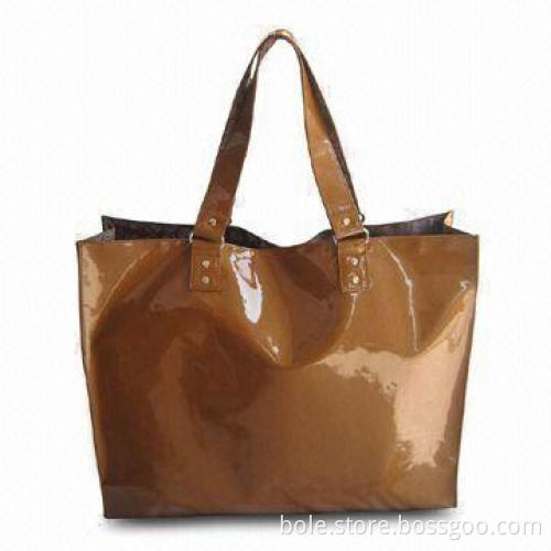 Vinyl Beach Bag, Uses Metal Buckle for Handle Connection, with Full-printed 210d Lining